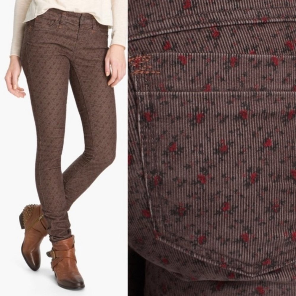 Free People Ditsy Floral Corduroy Skinny Jean - Picture 2 of 7